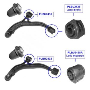 KIT 4 BUCHAS BANDEJA DIANTEIRA - CHRYSLER GRAND CARAVAN (2001-2007)