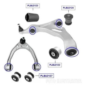 Kit 5 Buchas Bandeja Balança Dianteira Superior e Inferior - Porsche Cayenne